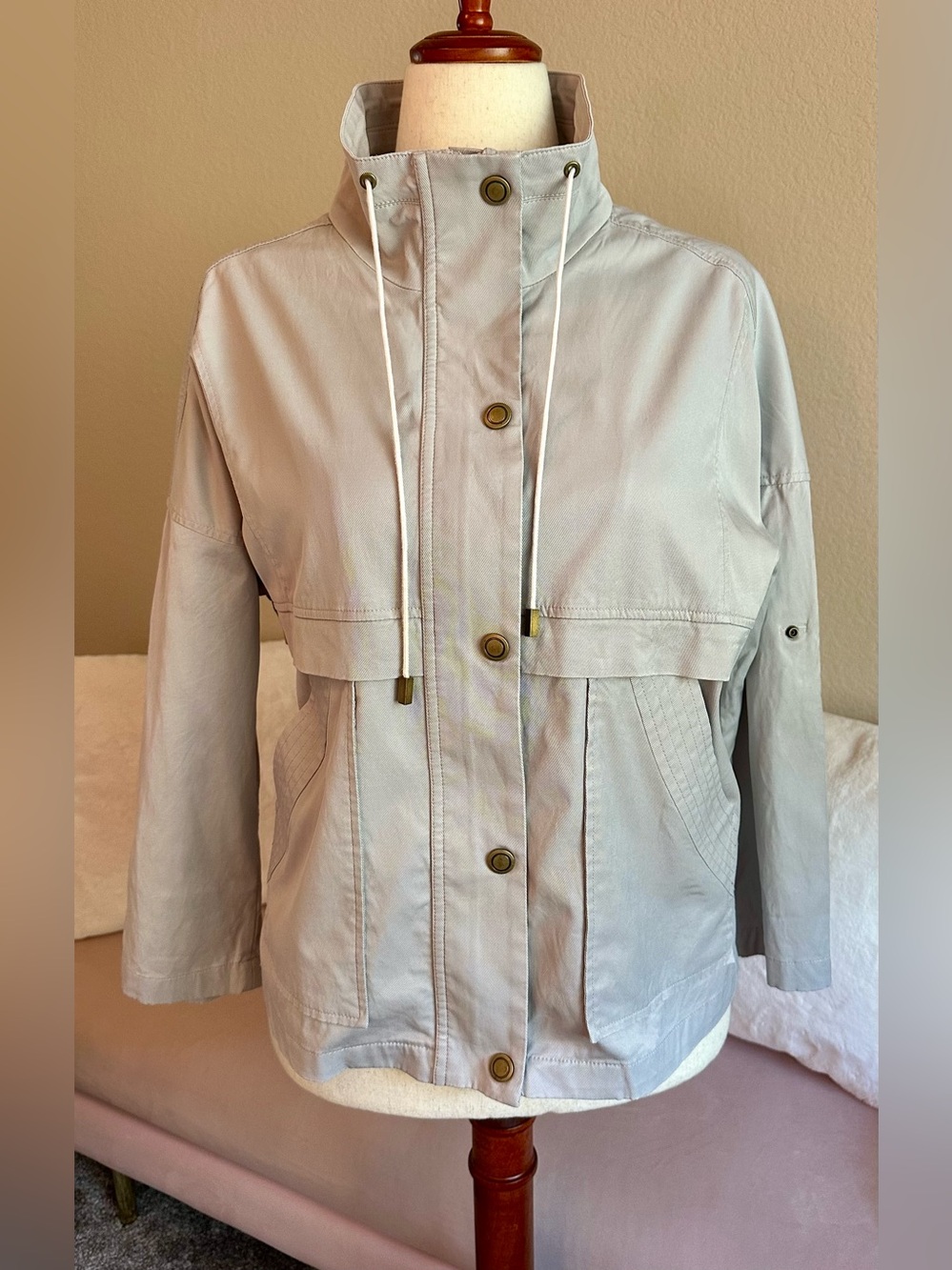 🚨 Bosch Japanese Co. Jacket Lt Gray Luxury Utility Coat Women’s One Size Nautica